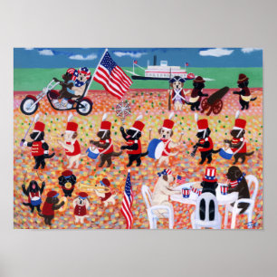 Poster Feliz Dia da Independência Labradores Trabalho de 