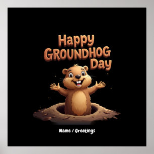 Poster Feliz Dia da Marmota Celebra com Humor, Divertido