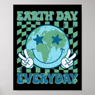 Poster Feliz Dia da Terra 2025 Retro Groovy Dia da Terra