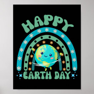 Poster Feliz Dia da Terra Arco-Íris Engraçado Decoração d
