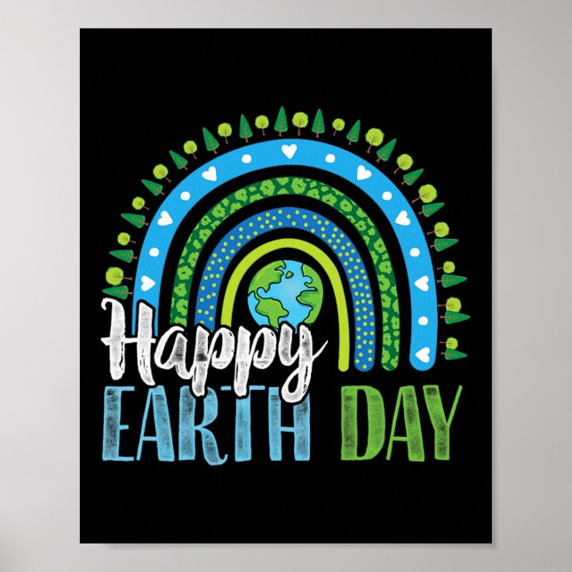 Poster Feliz Dia da Terra - Boho Arco-íris (Frente)