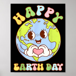 Poster Feliz dia da terra coração dia da terra meninos mu