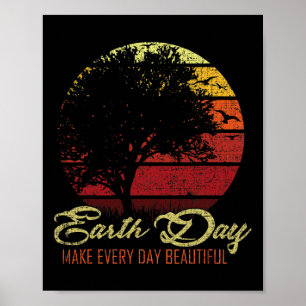 Poster Feliz Dia da Terra Crianças Grunge Meninos Meninas