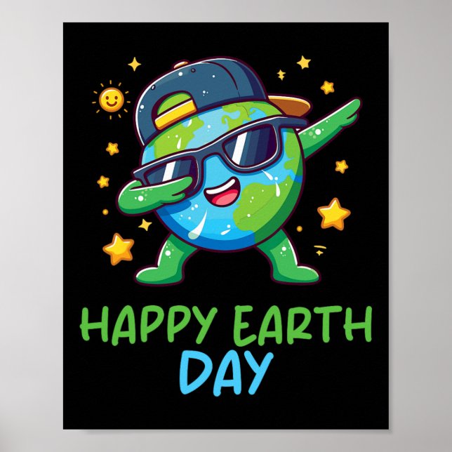 Poster Feliz Dia da Terra Engraçado Dia da Terra Crianças (Frente)