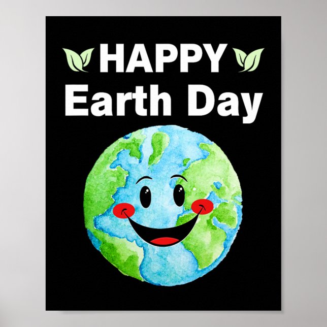Poster Feliz Dia da Terra Engraçado Dia da Terra Crianças (Frente)