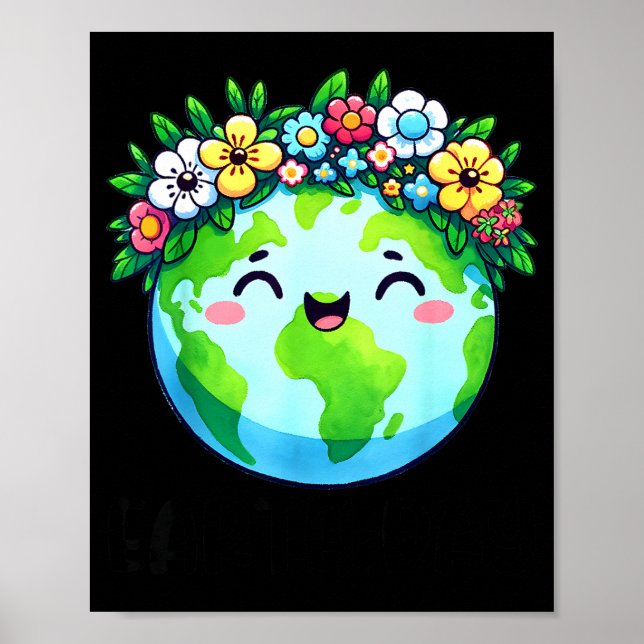 Poster Feliz dia da terra terra fofa com dia da terra flo (Frente)