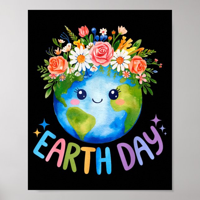 Poster Feliz Dia da Terra Terra Fofa Com Dia da Terra Flo (Frente)