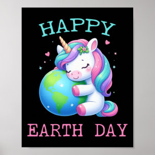 Poster Feliz Dia da Terra, Unicórnio Feliz, Homens Crianç