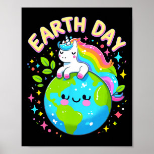 Poster Feliz Dia da Terra, Unicórnio Feliz, Homens Crianç