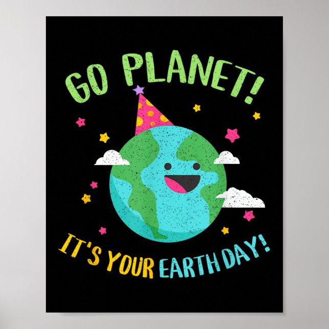 Poster Feliz Dia da Terra Vá Planeta Engraçado Professor  (Frente)