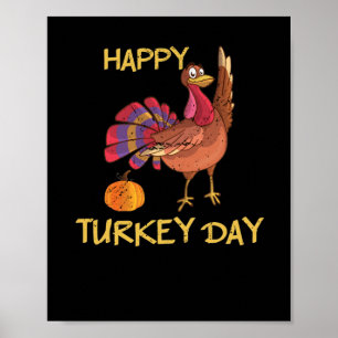 Poster Feliz Dia da Turquia Engraçado Dia de Ação de Graç