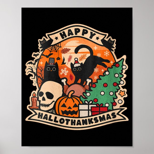 Poster Feliz Dia das Bruxas de Hallothanksmas (Frente)