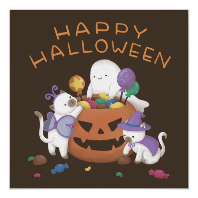 Póster Feliz Dia das Bruxas: Gatos e Fantasmas (Frente)