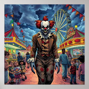 Poster Feliz Dia das Bruxas   Spooky Palhaço no Carnaval
