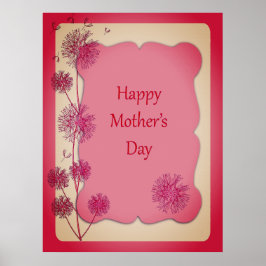 Poster Feliz Dia das Mães com Corte Rosa e Sementes de De