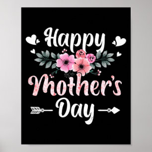 Poster Feliz dia das mães feminino com floral mãe mamãeMu