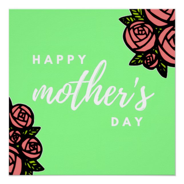 Póster Feliz dia das mães no verde (Frente)