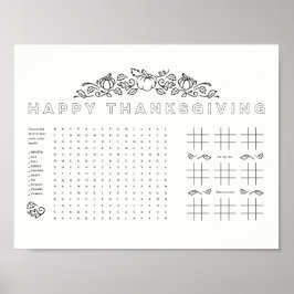 Poster Feliz Dia de Ação de Graças às crianças que colore