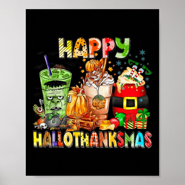 Poster Feliz Dia de Ação de Graças do Café de Hallothanks (Frente)