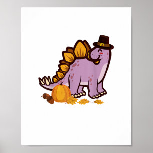Poster Feliz Dia de Ação de Graças Feriado, Stegosaurus D