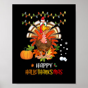 Poster Feliz Dia de Ação de Graças Hallothanksmas Pumpkin