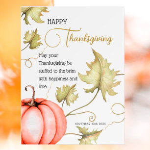 Poster Feliz Dia de Ação de Graças Pumpkin