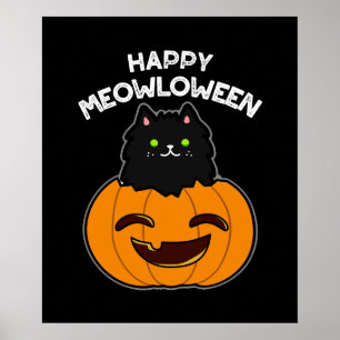 Poster Feliz Dia de as Bruxas engraçado Meowloween Pun Da