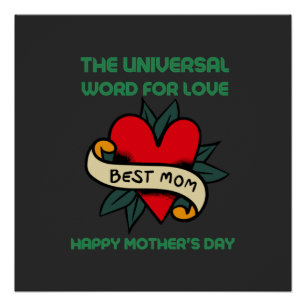 Póster Feliz dia de as mães Com Amor E Flor
