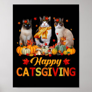 Poster Feliz Dia de Captura Siamês Cat Autumn Fall Vibes 
