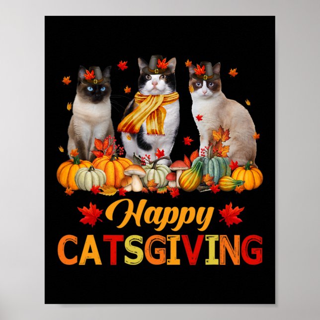 Poster Feliz Dia de Captura Siamês Cat Autumn Fall Vibes  (Frente)