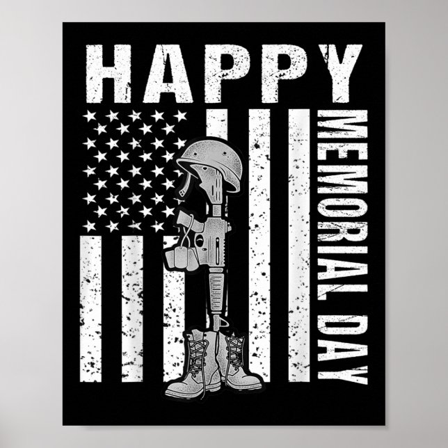 Poster Feliz Dia de Memória Camisa De Bandeiras Dos Eua (Frente)