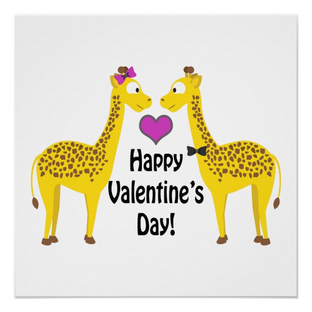 Póster Feliz dia de os namorados Girafas (Frente)