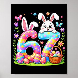 Poster Feliz dia de Páscoa 67 coelho cesto de ovos colori
