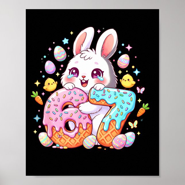 Poster Feliz dia de Páscoa 67 coelho seis sete Páscoa 6 7 (Frente)