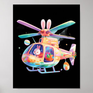 Poster Feliz Dia de Páscoa, helicóptero temático projetad