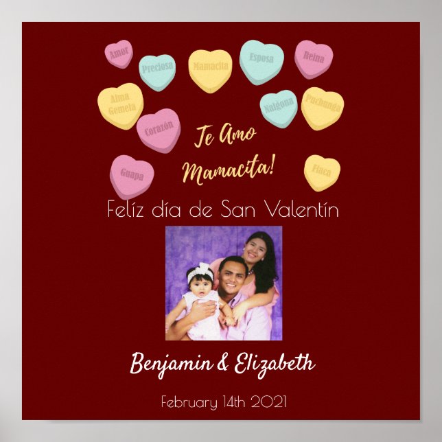 Poster Felíz día de San Valentín Red Te Amo Mamacita (Frente)