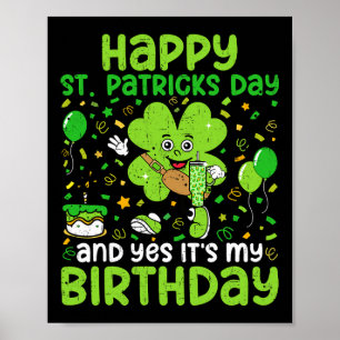 Poster Feliz Dia de São Patrício Aniversário Shamrock Dab