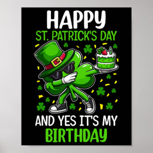 Poster Feliz Dia de São Patrício Aniversário Shamrock Dab