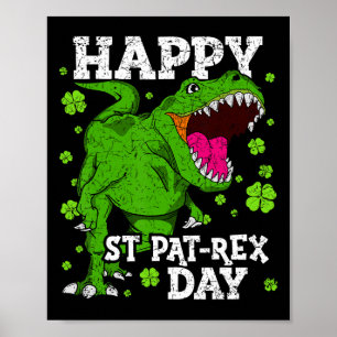 Poster Feliz Dia de São Patrício Dinossauro T-rex Meninos
