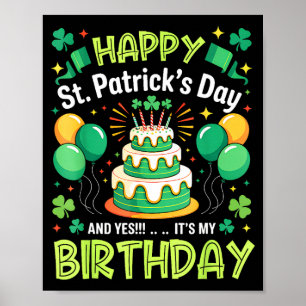 Poster Feliz dia de São Patrício e aniversário homens mul