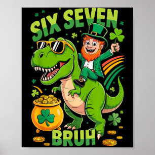 Poster Feliz dia de São Patrício leprechaun trex dino sei
