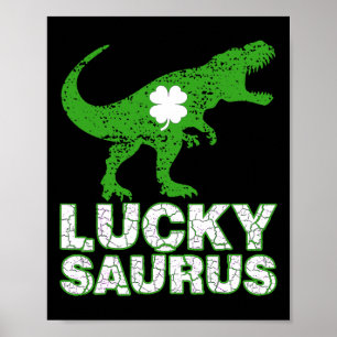 Poster Feliz Dia de São Patrício Luckysaurus Dinossauro S