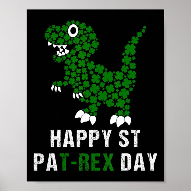 Poster Feliz Dia de São Patrício Patrex T-rex Dinossauro  (Frente)