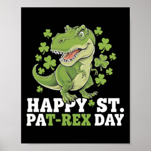 Poster Feliz Dia de São Patrício T-rex E Trevos Dia de Sã