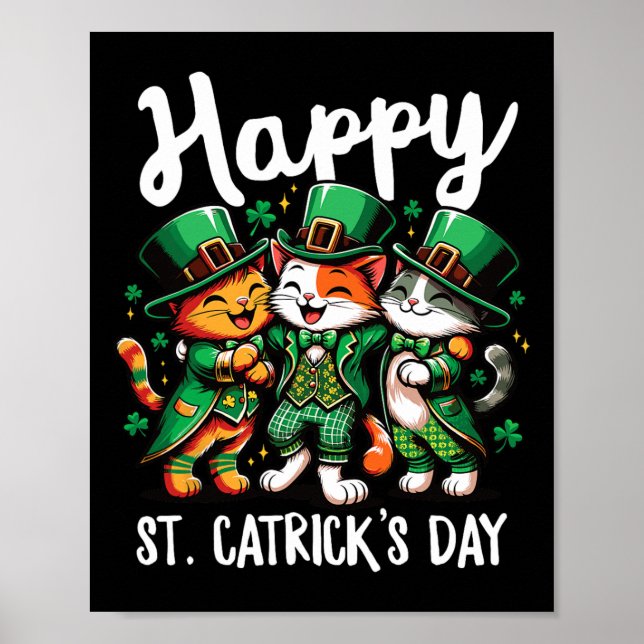 Poster Feliz Dia de St Catricks Dia de St Patricks Gato L (Frente)