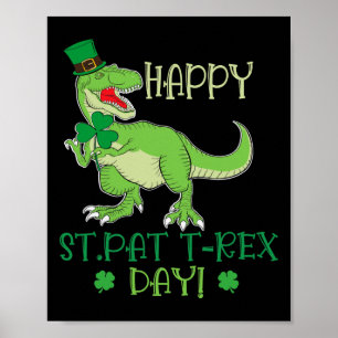 Poster Feliz Dia de St Patrex Pat T-rex Dino Irlandês Pat