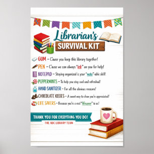 Poster Feliz Dia do Bibliotecário Escolar Obrigado Bibl