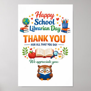 Poster Feliz Dia do Bibliotecário Escolar   Obrigado Bibl