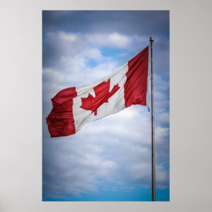 Póster Feliz dia do Canadá, Red e White Flag canadense