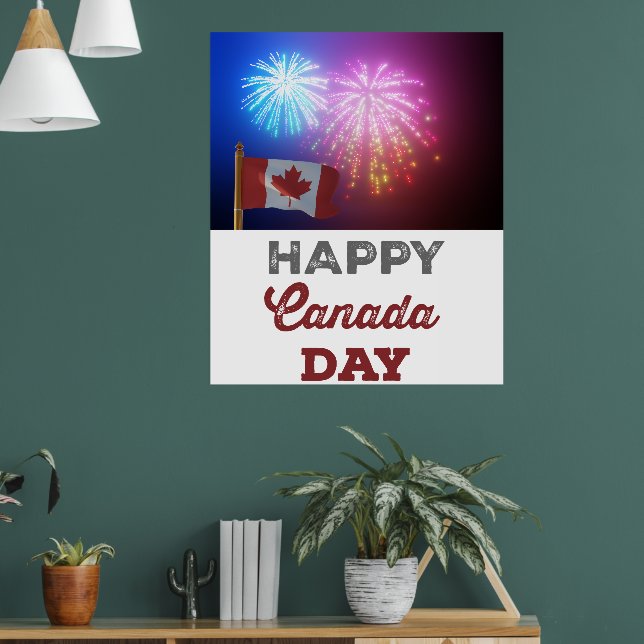 Poster Feliz Dia do Canadá Sinalizador e Fireworks (Sala de Estar 1)